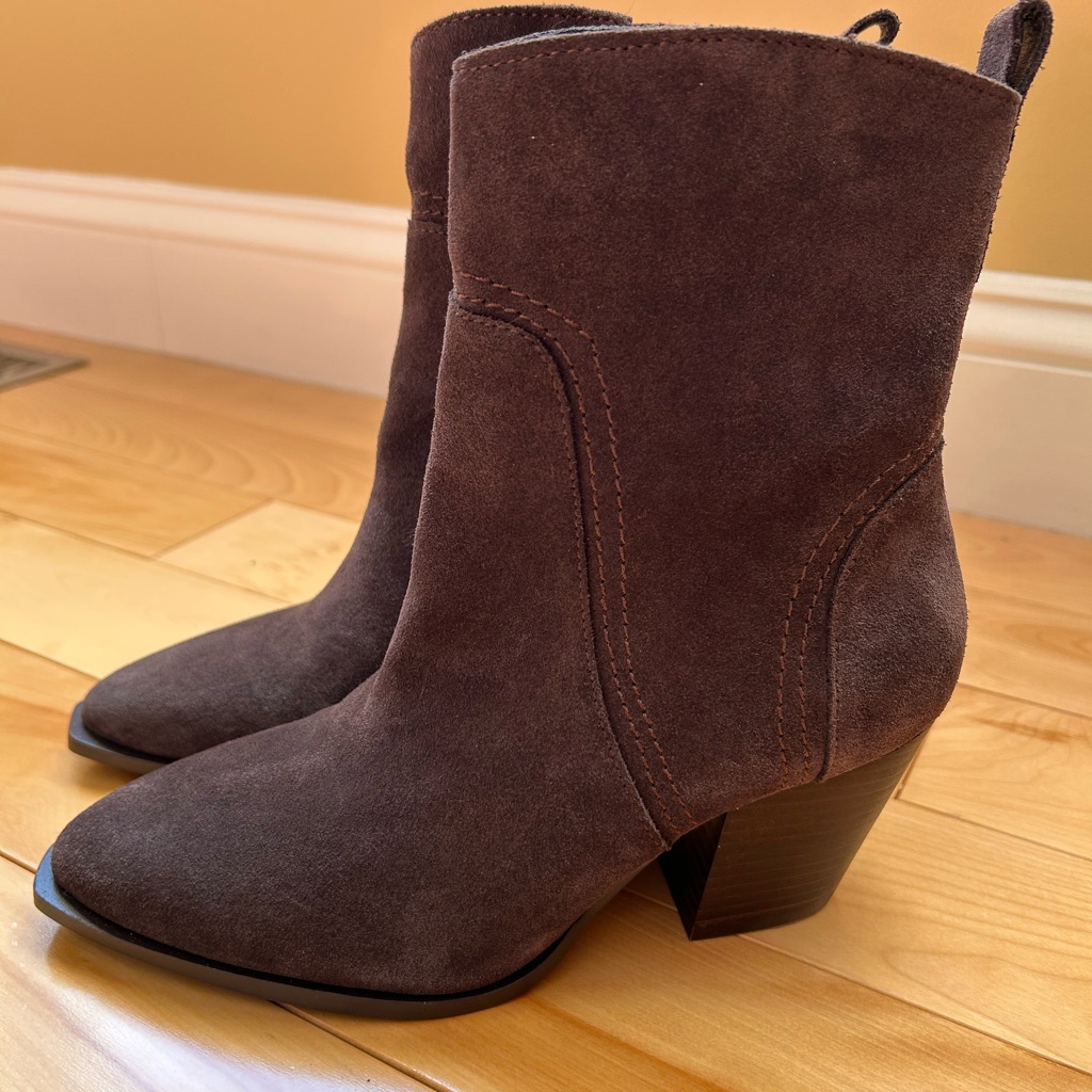 Nwt Lucky Brand Womens Rapse Genuine Dk Brown Suede Ankle Boots
